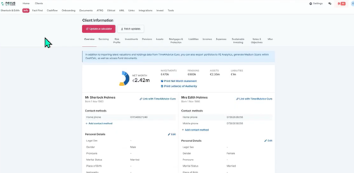Get client data into FE CashCalc